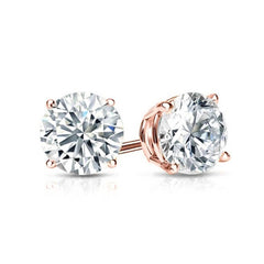 Solid Sterling Silver Round Crystal Studs