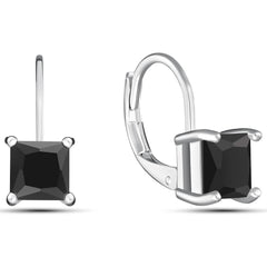 Square Cut Gemstone Leverback Earrings