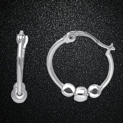 Stainless Steel Ball Hoop Earrings