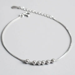 Sterling Silver Bead Ball Charm Bracelet