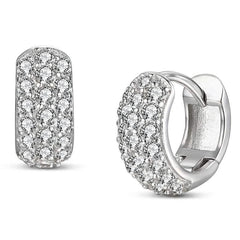 Sterling Silver CZ Hoop Earrings