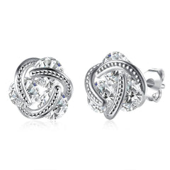 Sterling Silver Floating Stones Caged Earrings with Swarovski Crystals
