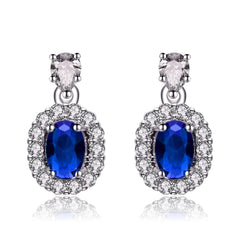 Sterling Silver Simulated Sapphire Earrings