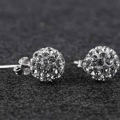 Sterling Silver White Austrian Crystal Ball Studs