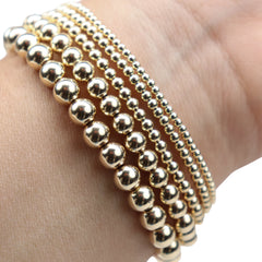 Pulseras tipo brazalete elásticas de cuentas con relleno de oro, relleno de oro 14/20, diámetro de 6.5"
