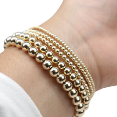 Pulseras tipo brazalete elásticas de cuentas con relleno de oro, relleno de oro 14/20, diámetro de 6.5"
