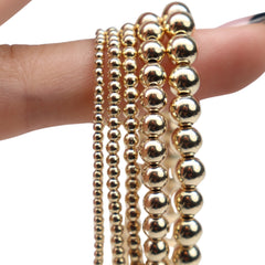Pulseras tipo brazalete elásticas de cuentas con relleno de oro, relleno de oro 14/20, diámetro de 6.5"