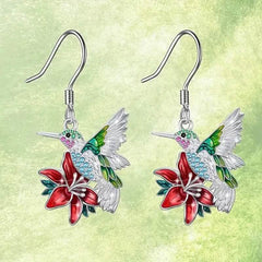 Stylish Hummingbird and Saffron Earrings