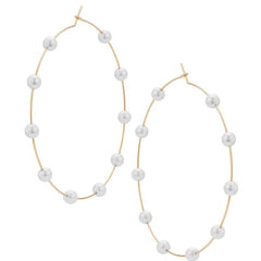 Super Huge Circle Pearls Earrings Thin Dangle