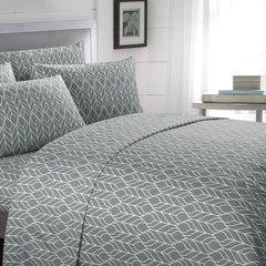 Super Soft Two-Tone Geometric Leaf Pattern Sheet Set