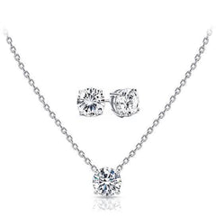 Swarovski Elements Round Cut Necklace with Studs Sets