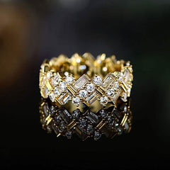 Swarovski Gold Plated Crystal Ring - Size: 6