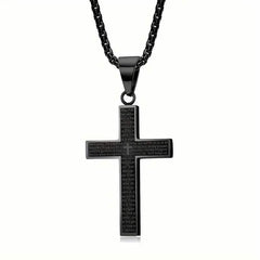 Titanium Steel Cross Prayer Pendant Necklace