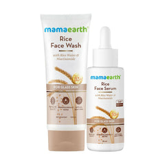 Combo de limpiador facial y sérum de arroz de Mamaearth para una piel de efecto cristal