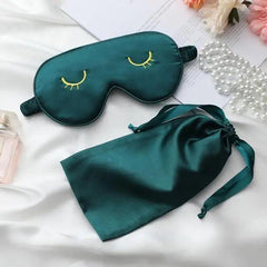 Unique Design Eyelash Embroidery Imitated Silk Sleeping Eye Masks Shading Patch Cover Blindfold With Adjustable Strap Travel Relax Eye Care Tools With Bag