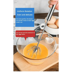 Unique Design Semi-automatic Egg Beater 304 Stainless Steel Egg Whisk Manual Hand Mixer Self Turning Egg Stirrer Kitchen Accessories Egg Tools