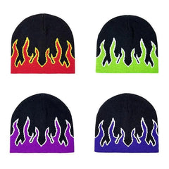 Unisex Modern Fire Design Soft Warm Beanies Comfortable Winter One Size Caps For Men And Women