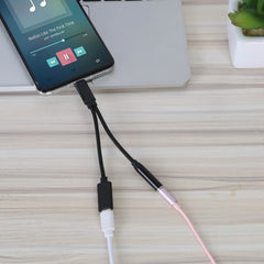 USB Type-C to 3.5mm Aux Audio Charging Adapter Braided Headphone Jack Splitter Cable