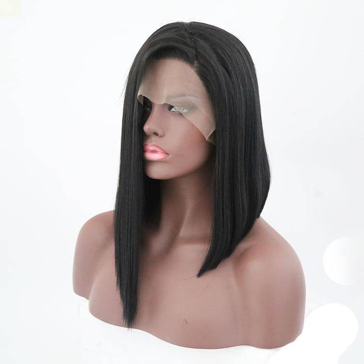 Perruque synthétique VIP Extensions noir profond, carré droit, avec lace front, style 228