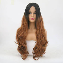Perruque synthétique VIP Extensions allant du noir profond à l'auburn clair, ondulations souples, avec lace front, style 266