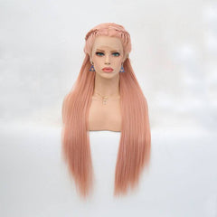Perruque synthétique lace front VIP Extensions, rose, lisse, couronne tressée, 24", couleur 1532 (76)