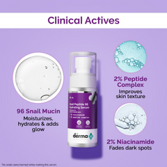 Sérum hidratante Snail Peptide 96 de The Derma Co con niacinamida y complejo de péptidos para una piel suave e hidratada
