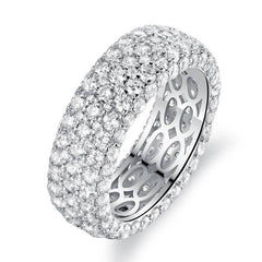 White Gold Plated Five Row Eternity Ring - Assorted Sizes