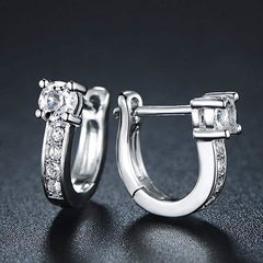 White Gold Plated Swarovski Elements Crystal Huggie