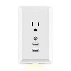 White Light Sensor Dual USB Wall Outlet