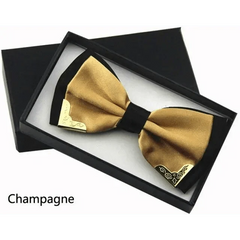 White Men Elegant Polyester Butterfly Bowtie Metal Corners Wedding Bowtie Party Bow Ties