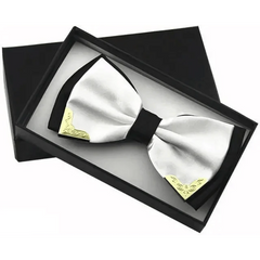 White Men Elegant Polyester Butterfly Bowtie Metal Corners Wedding Bowtie Party Bow Ties