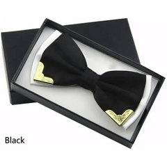White Men Elegant Polyester Butterfly Bowtie Metal Corners Wedding Bowtie Party Bow Ties