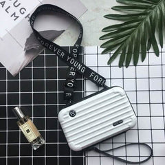 Women Suitcase Box Shape Crossbody Shoulder Bag Letter Band Travel Carrying