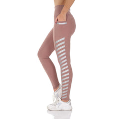 Women's High Waist Active Leggings with Pocket and Foil Detail