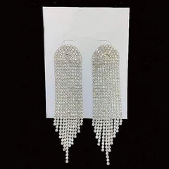 Women's White Drop Fringe Earrings
