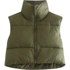 Women's Winter Crop Vest Lightweight Sleeveless Warm Outerwear Puffer Vest Padded Gilet
