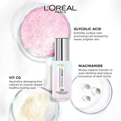 Sérum contour des yeux éclaircissant anti-cernes L'Oreal Paris Glycolic Bright avec 3 % de [Glycolic + Vit Cg + Niacinamide]
